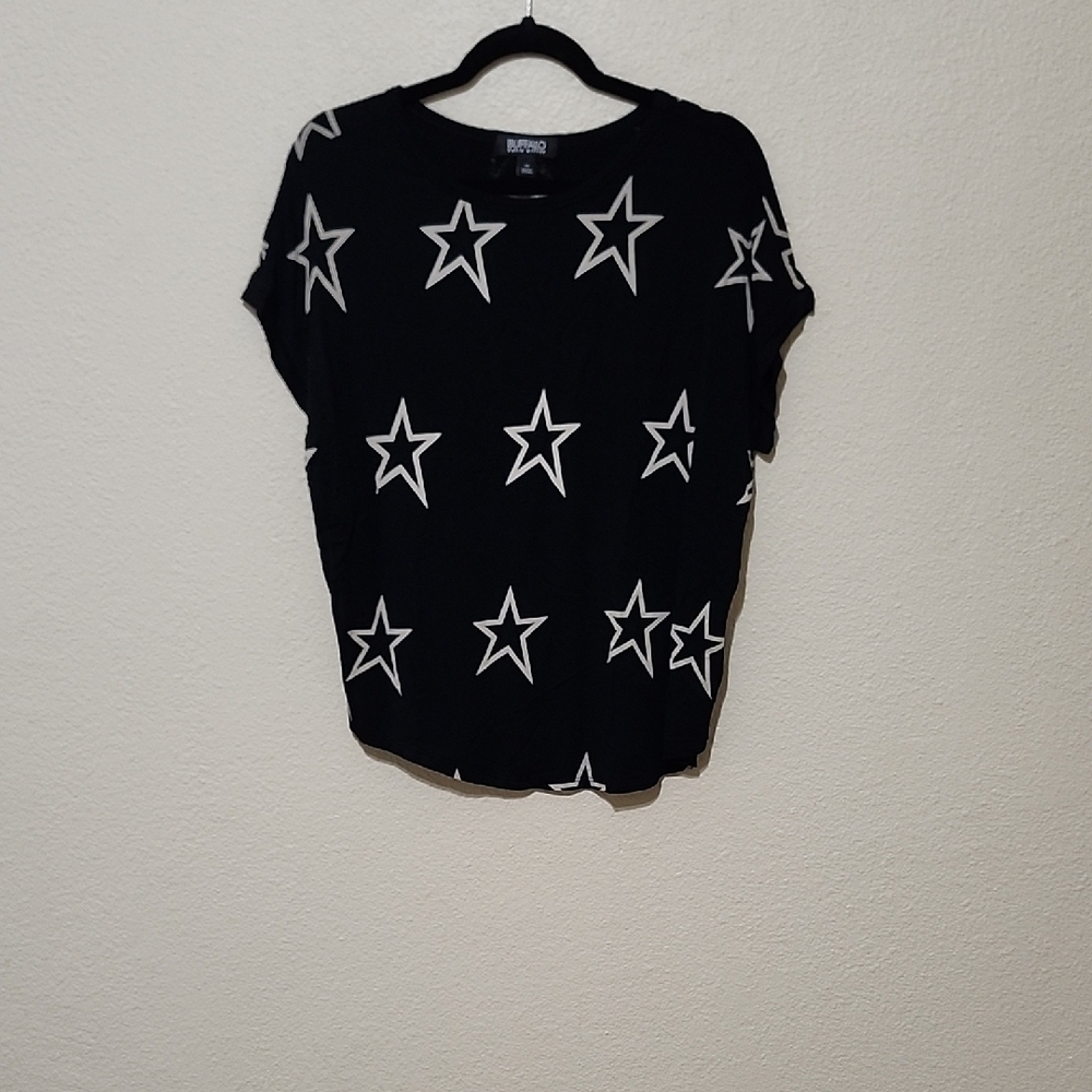 Buffalo David Bitton Black and White Boxy Short Sleeve Tee